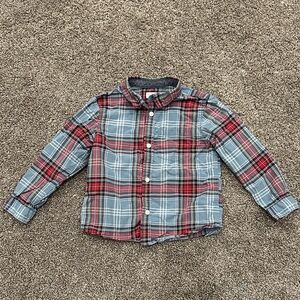 Cat & Jack Red and Blue Plaid Button Down Shirt